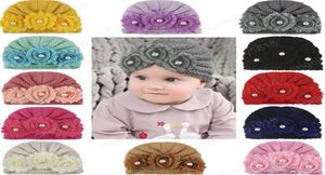 Baby Winter Hat Sticked Pearl Flower Newborn Pography Props Hatts For Children Warm Boys Girl Cap barn Hat Baby Fotografie Knit 2234611