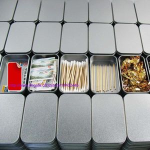 200pcs Blechbehälter -Aufbewahrungsbox Metall -Rechteck für Perlen -Visitenkarte Candy Kräuter Fall 9,4 cm x 5,9 cm x 2,1 cm Sliver LL