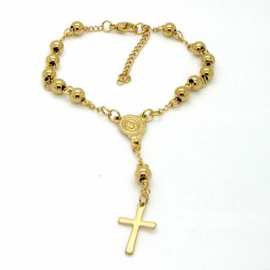 Urok mężczyzn Krzyż Bransoletka Jezus Bransoletka Bieczek Long Rosary Chain Sain Stain Stael Men Jewelry