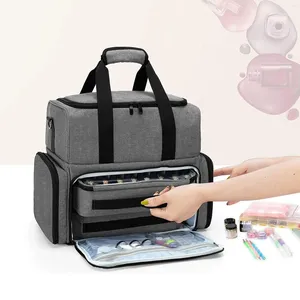 Storage Bags Nail Polish Organizer Double Layer Detachable Manicure Tool Section For