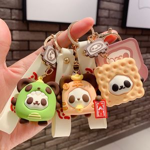 Authentic Creative Toast Bread Panda Doll Keychain Female Lover Pair Keychain Circle Network Red Pendant