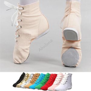 Scarpe da ballo 7 colori High Top Desinger Desinger Ballet Spalato Cuci di pelle scamosciata Ragazzi da ragazzi che danzano sneakers uomini donne tela jazz