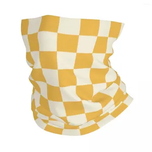 Scarves Yellow And White Checkerboard Bandana Neck Cover Plaid Balaclavas Wrap Scarf Warm Cycling Fishing For Men Women Adult Breathable