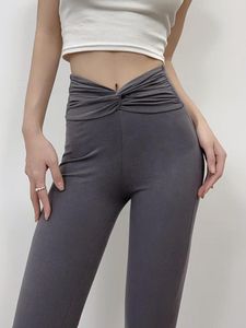 Frauenhose hohe Taille Slim Knot Ladies 'Hip Hifing Tancing Glockenboden