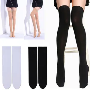 Kadın çorap diz tasarım siyah beyaz sıska çoraplar uzun pamuk uyluk yüksek seksi çorap