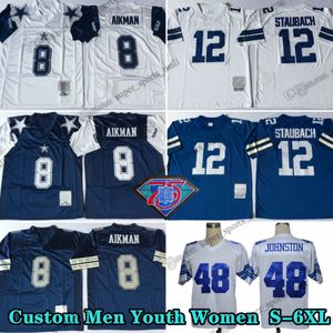 Custom 75th Vintage 8 Troyaikman 1985 Jerseys de futebol 94 Charleshaley 54 Randywhite 73 Larryallen 44 RobertNewhouse 40 Billbates 48 Daryljohnston 72 Edjones