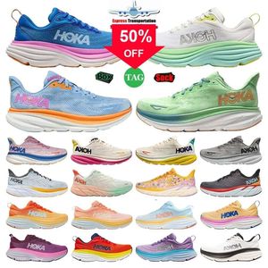 Cheap Hoka One Bondi 8 2024 Running Hokas Shoes Womens Platform Sneakers Clifton 9 Men Blakc White Harbor Mens Women Trainers Outdoors Runnners 36-45