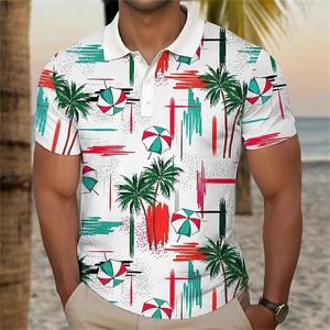 Herren Polos Palm Tree Resort Hawaiian 3D -Druck Polo Hemd Urlaub Urlaub