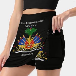 Kjolar haitiska flagga t - skjorta bra för dag firande kvinnor sport foder kjol tennis dans fitness kort tryckt
