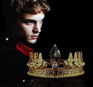 Gold Crown Majestic Royal Kings Haarschmuck Prince Kopfbedeckung Accessoires Cosplay Metal Hair Accessoires für Herrenkrontiaras 00226216538