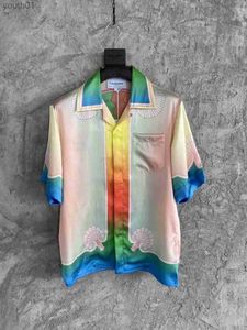 Men's Casual Shirts Casa Designer Clothing Tracksuits Casablanca Color Sea Wave Sailboat Flower Silk Men Western Style Holiday Short Sleeve ShirtEWNH