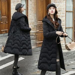 Damengrabenmäntel 2024 Herbst Winter Coat Women Jacket Long Hooded Parkas S und mit Gürtel X1005