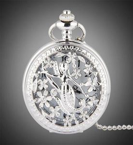 TFO Pocket Watch Silver Hollow Petals Surround Dancing Mermaid Design Design a ciondolo Ladies Fashion Gift Necklace232A275C9640431