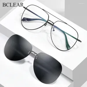 Солнцезащитные очки рамы оптические зрелища с большим рамкой мужчины с зажимом на солнцезащитных очках поляризованные магнитные очки модные рецептурные очки двойные