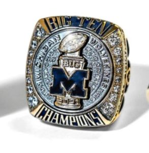 Anéis 2021 Michigan Wolverines Football Big Ten Team Championship Ring With Wooden Display Box