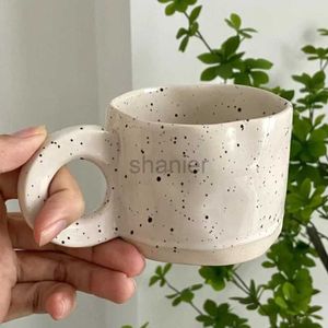 Mugs Korean ins style Creative Ring Handle Ceramic Mug Splash ink Irregular Coffee Cup Breakfast Milk Tea Cup Office Home Drinkware 240417