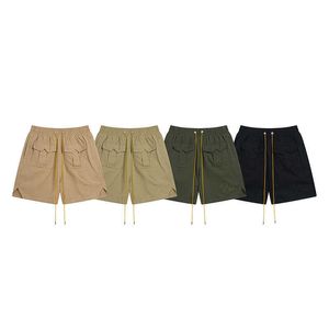 Trendy Nuova tasca di zecca decorazione da coregne Rhude Letter Recamite Unisex Washing Shorts per l'estate