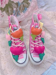 Casual Shoes Women Custom Design For Lady Party Canvas Handmade Flower Cute Pink Pearls Sneakers Adult