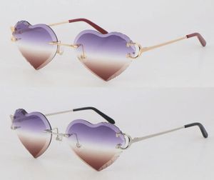 Whole Selling C Decoration Wire Frame Sunglasses Women Rimless UV400 Luxury Diamond Cut Men Design glasses Outdoors Mirrored S7002971