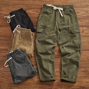 Men's Pants Solid Color Plus-size Military Overalls Fitted Patchwork Trend All-in-one Japanese Vintage Casual