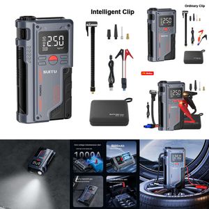 New Mostar Jump Starter W/ Tire Iator All in One 8000mah Auto Air Compressor Booster Power Bank Car Battery Starters Device