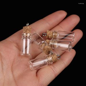 Butelki 10pcs Mini małe szkło z przezroczystym korkiem Słoiki Słoiki małe fiolki ślubne Przesłanie Płynne pojemniki Biżuteria