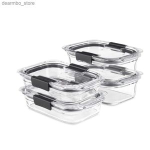 Bento Boxen Rubbermaid Brilliance Glass -Sorte Set von 4 Lebensmittelaufbewahrungsbehältern mit verriegelten Deckeln L49