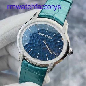 Minimalistisk AP Wrist Watch Millennium Series Womens 77266BC Frost Gold Craft Blue Ripple Dial With Pointer Design Automatiska mekaniska damer Watch