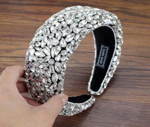 Sparkly Full Clear Crystal Edelstein Stirnbänder gepolsterten Diamanten Strassbrauthaarbändern für Frauen Luxus Hochzeitshaarzubehör x066795849