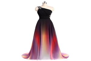 Sexy One Shoulder Ombre Long Evening Prom Dresses Chiffon A Line Plus Size FloorLength Formal Party Gown BM056073847