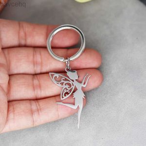 مفاتيح حبلات Nedar Stainless Steel Angel Keyring Women Metal Fairy Keychain Lovers Group Patry Jewelry Coil Care Associory Key Holder D240417