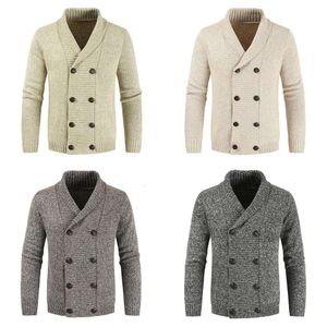 Men's Sweaters Casual Style Sweater Autumn Winter Fashion Loose Simple Designer Lapel Double Breasted Long Sleeve Knit Cardigan