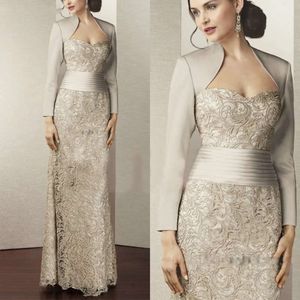 Mother The Bride Lace Fashion Of Dresses 2022 Long Sleeves Women Formal Evening Gowns Sheath Elegant Groom Mothers Wedding Party Dress s