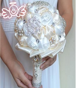 2021 Neueste Hochzeit Brautsträuße mit handgefertigten Blumen Peals Kristall Strass Rose Hochzeitsvorräte Braut Braut Brosche Bouq2876920