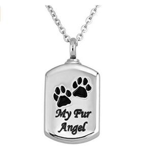 Pet Paw Print Square my fur angel Stainless Steel Urn Pendant Memorial Ash Keepsake Cremation Jewelry66820655559599