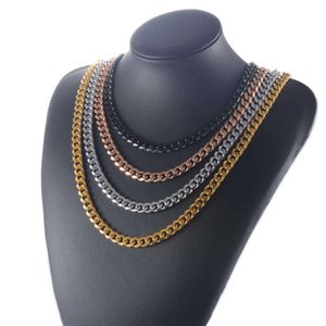 Width 3.5Mm 5Mm 7Mm Containment Stainless Steel Cuban Link Chain Necklace For Men And Women