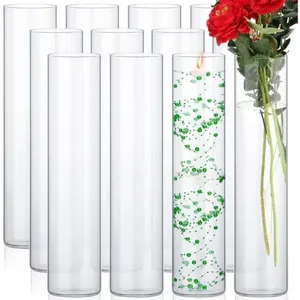 Vaser 12 Pack Glass Cylinder Clear Flower Vase Tall Floating Candle Holders Centerpiece For Table Home (18 tum) Dekor