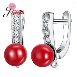 Bolzenohrringe rote Perle Ohrring Frau Großhandel Top -Qualität 925 Sterling Silber für Mädchen Kristallzubehör