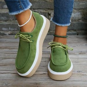 Scarpe casual Pu Sneaker al tacco centrale 2024 di alta qualità femminile per adulti Lace-up Solido cucitura Solido Spring/Autunno Vulcanizza traspirante