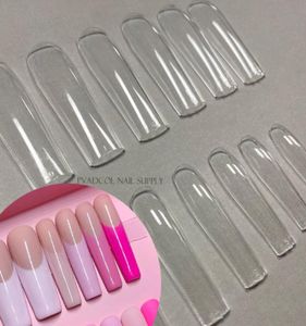 XXL Square Full Cover Clear Press On False Nail Tips Extra Long Nails Straight Shape Fake Tip Manicure Tool1125861