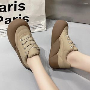 Scarpe casual microfibra Mid Tach Ladies 2024 Fashion Spring/Autumn Lace-up Colori misti per vulcanizzare le zapatillas deportivas