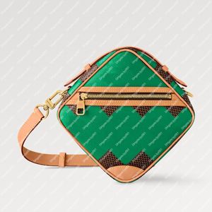 Explosion Hot Men's N40563 Chess Messenger Bag Green House Design Cues Checks Topphandtag Natural-läder Trimtextilfoder Inuti Flat Pocket Distribive Bags Box