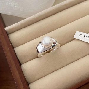 Cluster Rings 925 Sterling Silver Open Finger Ring Simple Polished Arc Pearl Punk Geometric For Women Girl Jewelry Gift Dropship Wholesale