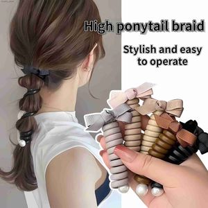 Hair Rubber Bands Ponytail bubble braid hair rope high-end sensory tie bow tie telephone cable hair ring womens headwear Y2404177N7H