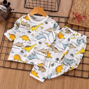 Kleidungsstücke Kinder Jungen Mädchen Pyjama 2024 Sommer dünne süße Cartoon Dreiviertelhülle T-Shirt Tops mit Hosen Baby Schlafen