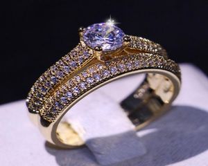 Victoria Wieck Ny ankomst Luxury Jewelry 925 Sterling Silveryellow Gold Filled Topaz Birthtones Gemstones Par Bridal Ring SE5001607