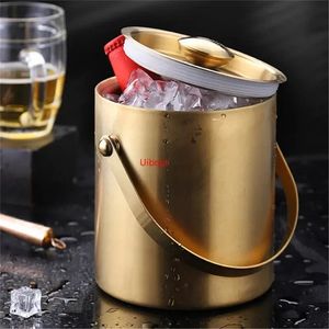 304 2L/3L Stainless Steel Ice Bucket Portable Double Wall Insulated with Lid el wine Champagne whiskey Beverage beer tools 240417