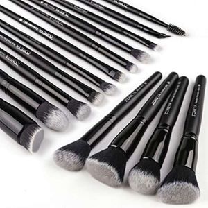 Zoreya 15 pezzi Balck Makeup Set Strumenti Fondazione Professional Powder Eyeliner Eyeshadow Brush