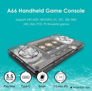 Powkiddy A66 Portable Handheld Retro Game Conoles 20 дюймов IPS LCD Консольные игры мини -видеоигры