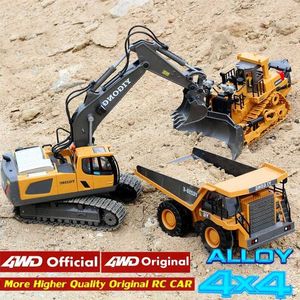 Diecast Model Arabalar Çocuk 2.4G Uzaktan Kontrollü Ekskavatör RC Model Araba Oyuncak 4WD Dam Döküm Kamyon Buldozer Mühendislik Aracı Noel Hediyesi J240417